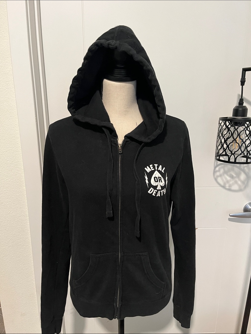 Metal Mulisha Metal Or Death Black White Spade Wings Graphic Hoodie Sweatshirt